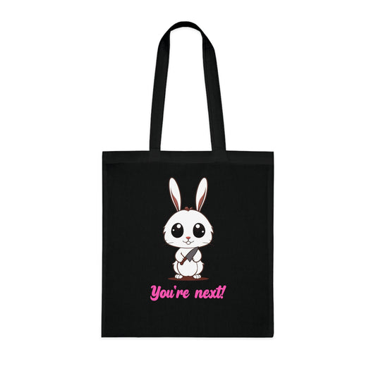 You're Next! Cute Psyco Killer Bunny Cotton Tote Bag